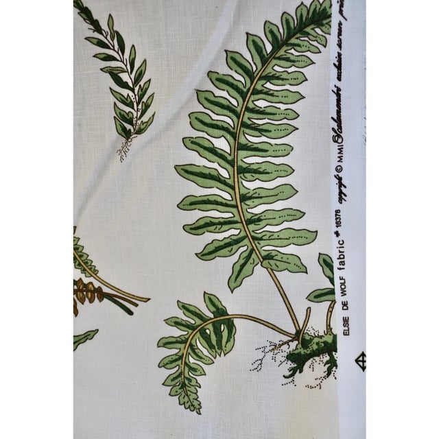Late 20th Century Scalamandre Fsbrics Linen Greens on Ivory Designed by Elsie De Wolf For Sale - Image 5 of 6