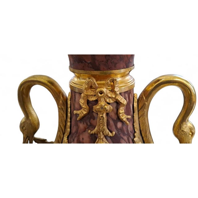 French Napoleon III Red Marble Lamp, 1800s For Sale - Image 11 of 12
