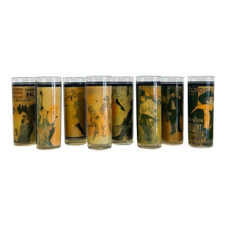 Vintage Moulin Rouge Cabaret Mid-Century High Ball Glasses, Set of 8 For Sale