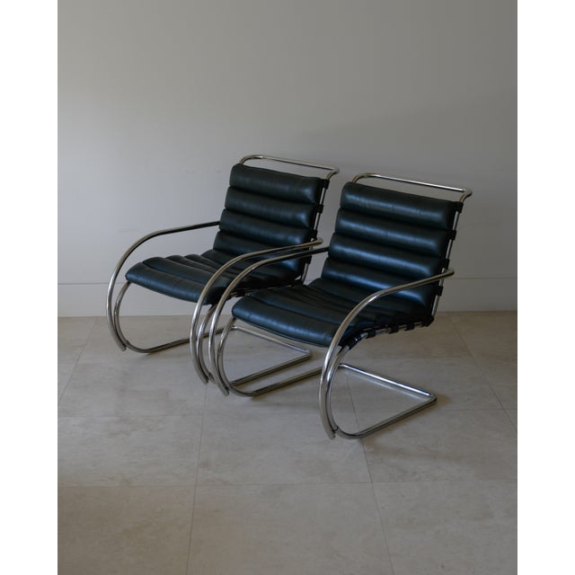 Knoll Attributed Mies Van Der Rohe Mr248LC Lounge Chairs for Knoll International, 1985 For Sale - Image 4 of 6