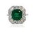 Hand fabricated platinum ring by Keith Davis containg one 5.29 carat fine emerald and 12 round brilliant diamonds weighing...