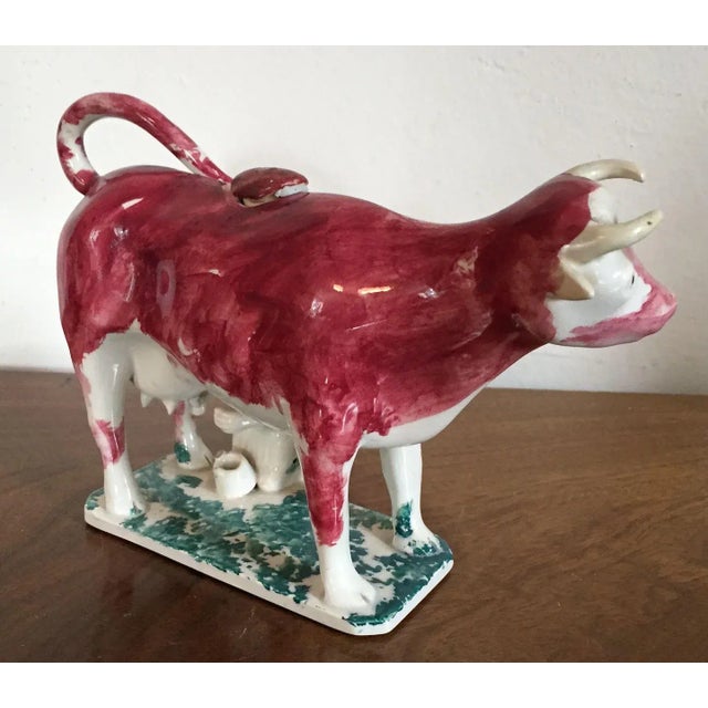 19th Century English Pearlware Pink Luster Cow Form Creamer For Sale In New York - Image 6 of 11