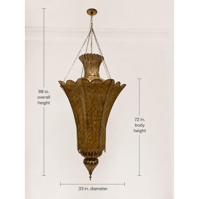 Moroccan Moroccan Brass Chandelier Oversized Andalusian Moorish Style For Sale - Image 3 of 17