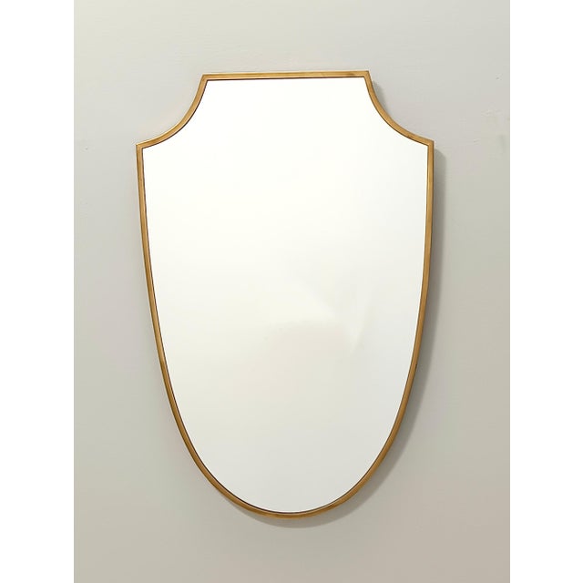 Gold Mid-Century Modern Wall Mirror in Brass and Wood, Italy, 1960s For Sale - Image 8 of 8