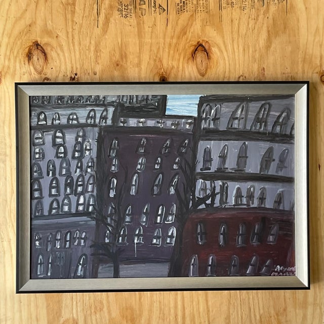 Abstract Expressionism Vintage Boho Original Abstract Expressionism Oil Painting on Canvas For Sale - Image 3 of 8