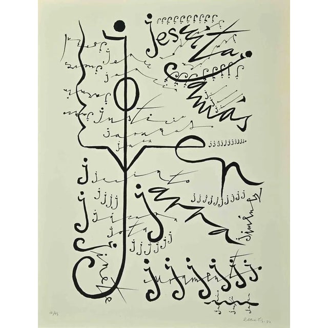 Modern Rafael Alberti, Letter J, Lithograph, 1972 For Sale - Image 3 of 3