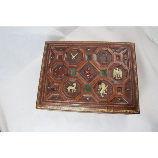 Vintage Hinged Leather and Brass Velvet Lined Box For Sale - Image 4 of 11