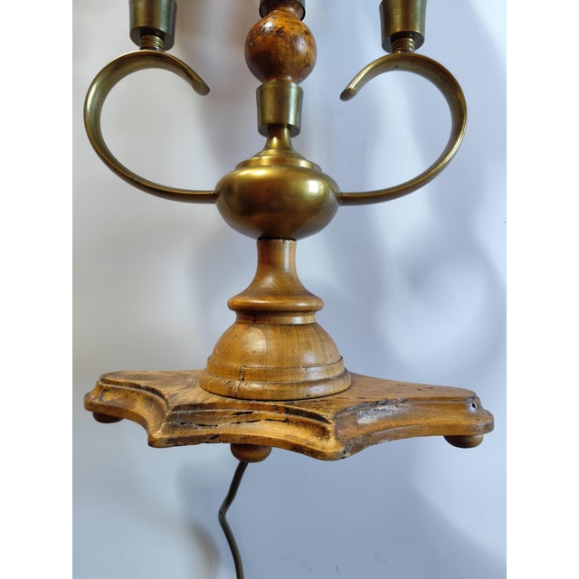 Vintage Italian Bouillotte Table Lamp in Wood, 1960s For Sale - Image 13 of 14
