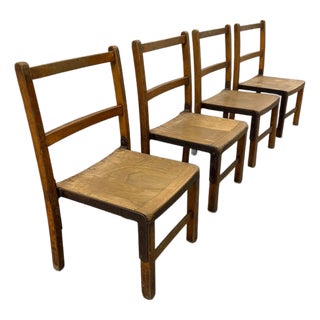 Antique English Pine Children's Chairs, Set of Four For Sale