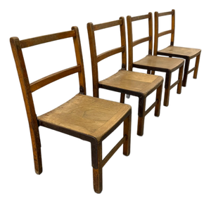 Antique English Pine Children's Chairs, Set of Four