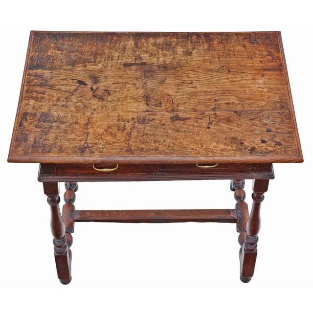 Brown Antique Oak Writing Table For Sale - Image 8 of 11