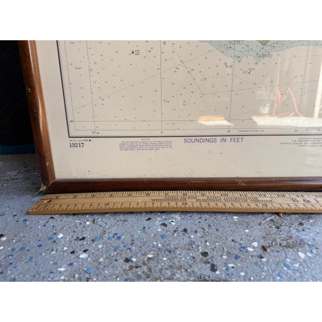 Nautical Block Island Rhode Island Framed Nautical Map For Sale - Image 3 of 10