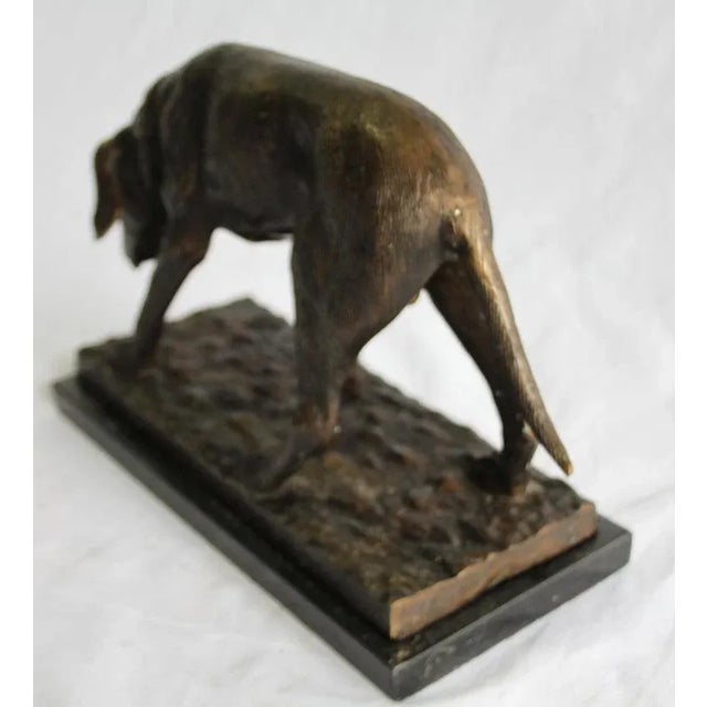 20th-Century French Dark Brown Bronze Dog Sculpture For Sale - Image 3 of 6