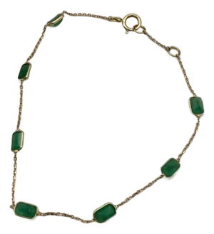 2.5 Carat Octagon Cut Emerald Station Chain Stackable Bracelet 18k Yellow Gold