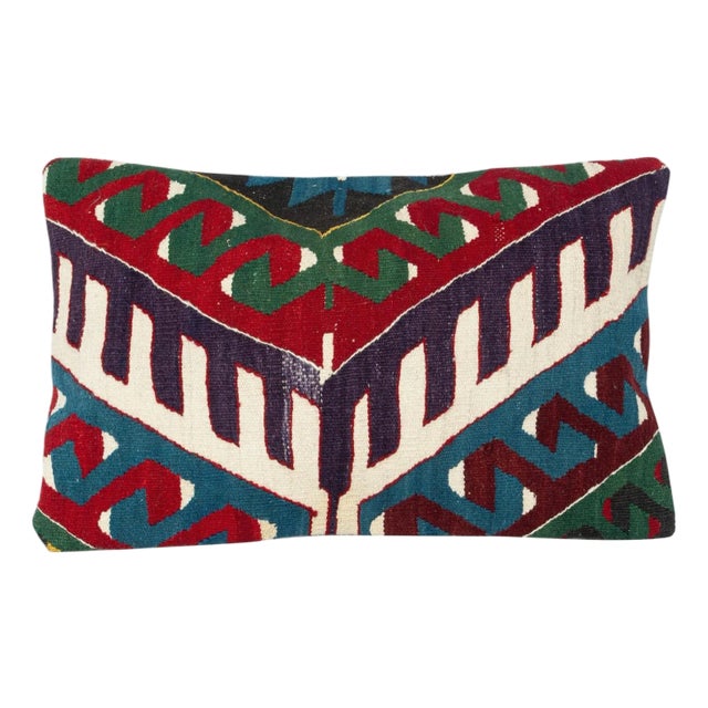 14"x24" Vintage Kilim Cushion Cover. Pillowcase. Turkish Lumbar Pillow Cover For Sale