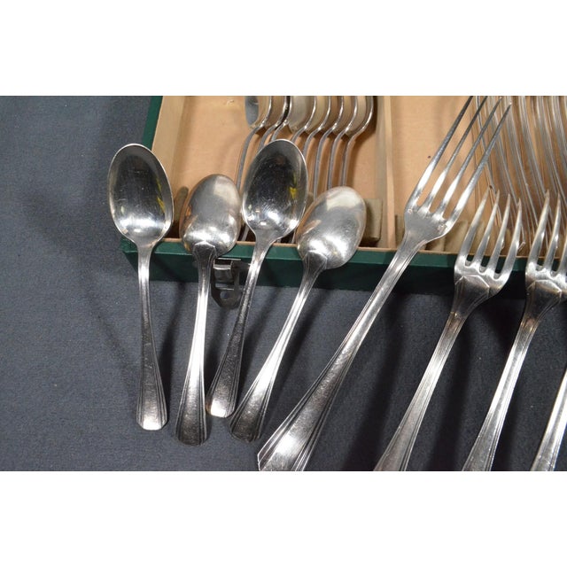 1920s Christofle Boréal Art Deco Silver-Plated Flatware Set by Luc Lanel - 37 Pieces with Case For Sale - Image 15 of 17