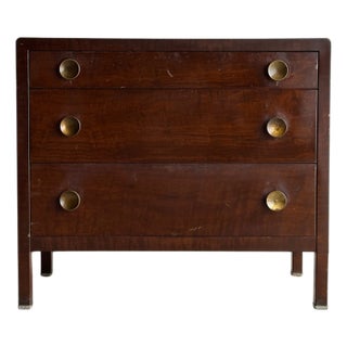 Vintage Norman Bel Geddes Steel Chest of Drawers With Brass Pulls, C. 1930s For Sale