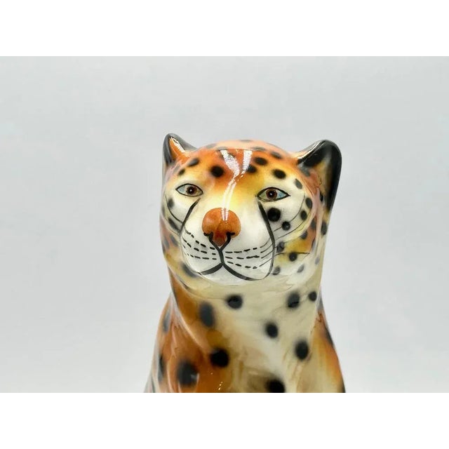Modern Vintage Italian Ceramic Cheetah Sculpture, 1960s For Sale - Image 3 of 12