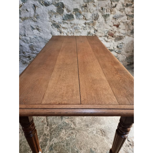 Rustic Antique Oak Dining Table with Drawer, France, Early 20th Century For Sale - Image 3 of 18