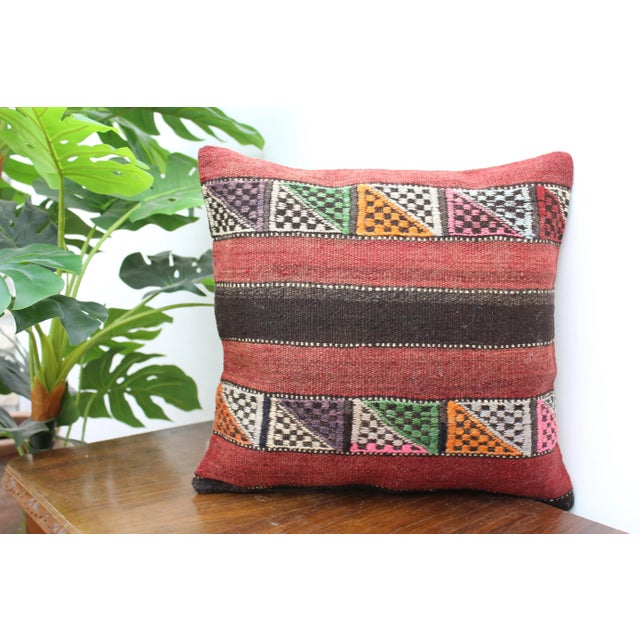 Turkish Kilim Decorative Pillow Cover - 16"x16.5" For Sale - Image 9 of 11