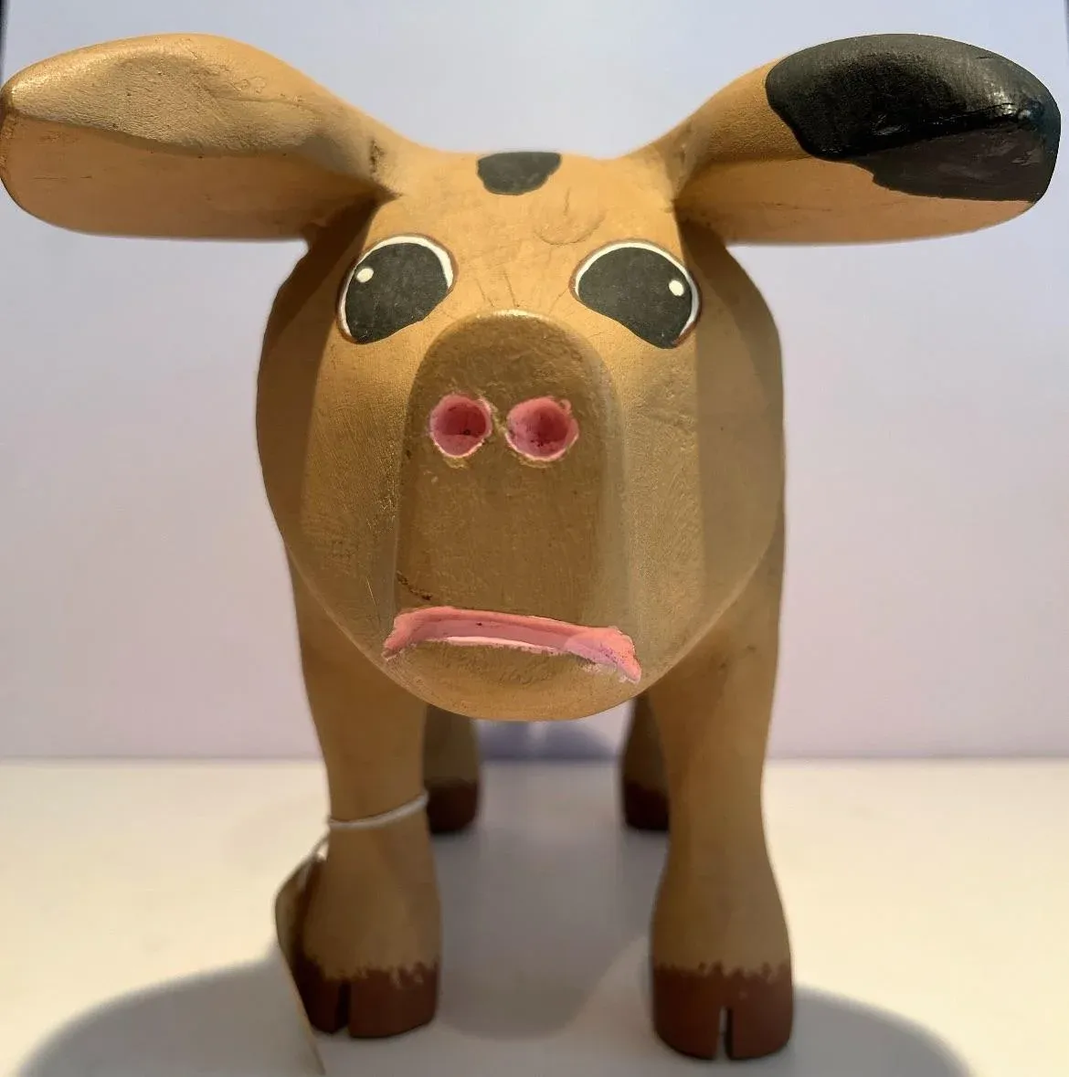 Vintage Rory Alvarez Folk Art Cottonwood Pig Large Figure, Made in