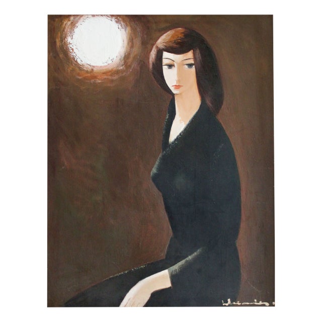 Laimdots Murnieks, Daughter's Portrait, Oil on Cardboard For Sale