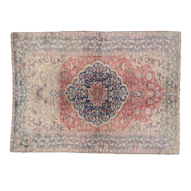 Distressed Vintage Turkish Sivas Rug - 04'00 X 05'05 For Sale