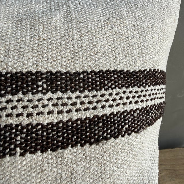 Mid-Century Modern Vintage Rug Pillow Cover With Stripes For Sale - Image 3 of 7