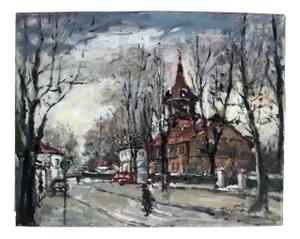 Magdalena Spasowicz, A City Landscape, Oil & Acrylics on Cardboard