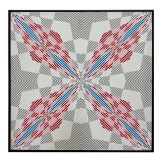 Oversized Gabe Silverman 1980s Abstract Op Art Painting, Newly Framed For Sale