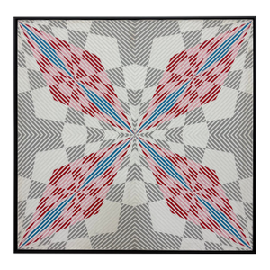 Oversized Gabe Silverman 1980s Abstract Op Art Painting, Newly Framed