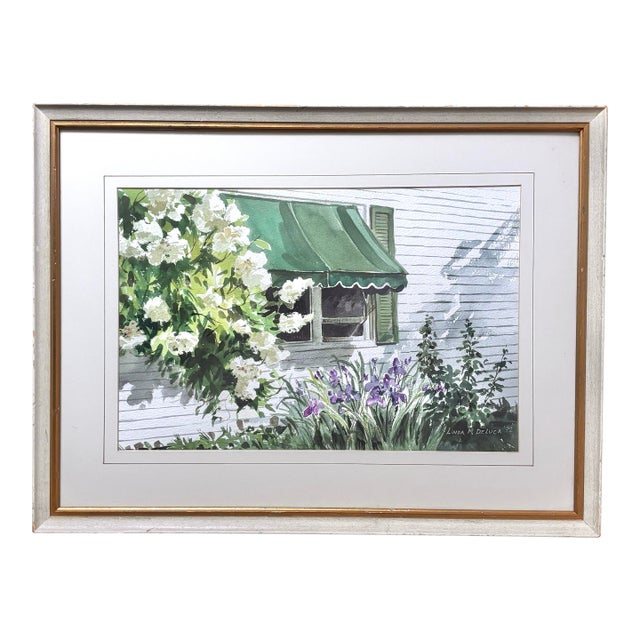 Late 20th Century Linda M. DeLuca Landscape Watercolor Painting, Framed For Sale