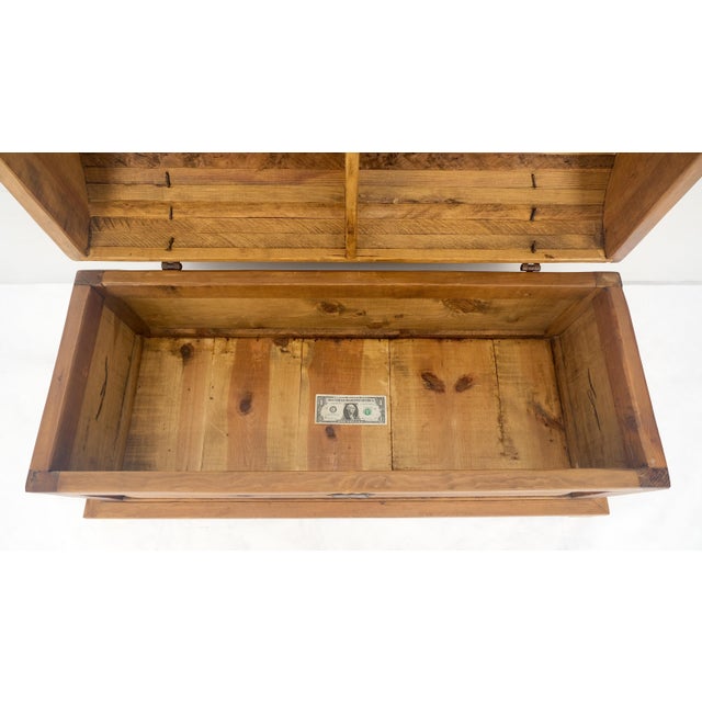 Wood Barrel Shape Top Vintage Pine Wood Trunk Chest MINT For Sale - Image 7 of 17