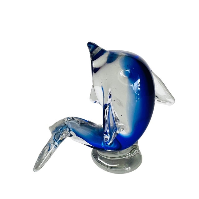 1970s Art Glass Sculpture of Two Dolphins in Murano Style For Sale - Image 13 of 13