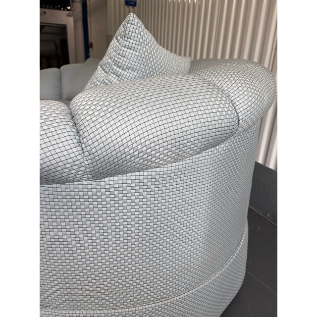 Textile Blue Channel Back Upholstered Pleated Skirt Sofa by Harden Furniture For Sale - Image 7 of 12