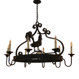 Mid 20th Century Rustic Wrought Iron Chandelier For Sale