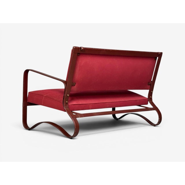 Jacques Adnet, Rare Two Seater Sofas, Leather, Steel, France, 1950s For Sale - Image 13 of 15