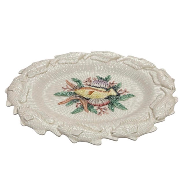 Ceramic Vintage 1986 Fitz & Floyd Ceramic Ocean Life Relief Platter Bowl For Sale - Image 7 of 12