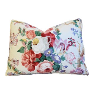 Lee Jofa Bryanston Ecru Floral Feather/Down Pillow 23" X 17" For Sale