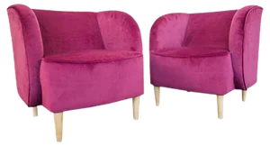 Set of Plum Velvet Lounge Chairs with Maple Cone Feet from ISA Bergamo, 1950s