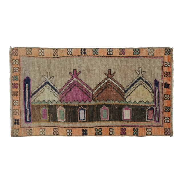 Vintage Turkish Gift-Sized Rug With Polychrome Geometric Design - Rug & Kilim For Sale