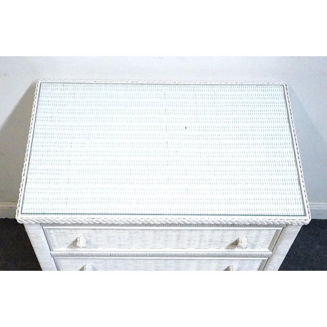 Lexington / Henry Link Country Cottage Style 30" White Wicker Three Drawer Nightstand 477-513 For Sale - Image 9 of 13