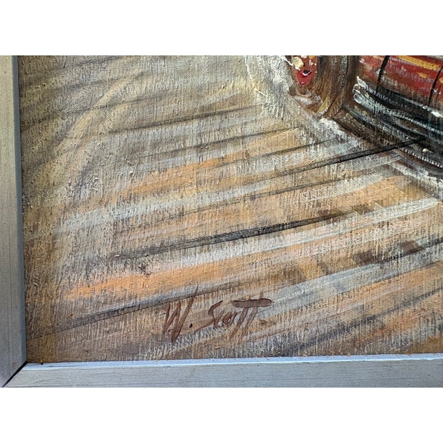 An original vintage oil painting on carton framed featuring the annual automobile rally in Monte Carlo, Monaco, The Grand...