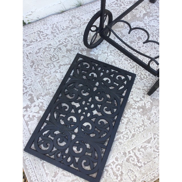 1990s Vintage Cast Aluminum Outdoor Serving Cart For Sale - Image 9 of 10