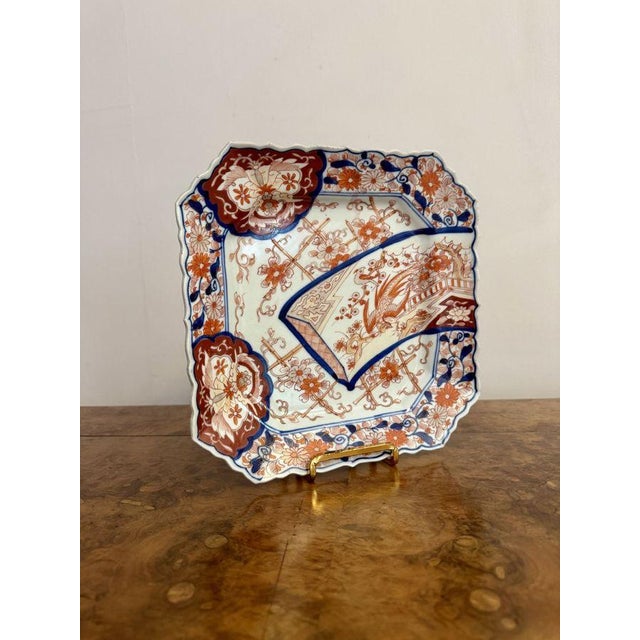 Antique Japanese Square Imari Plate, 1900s For Sale - Image 3 of 5