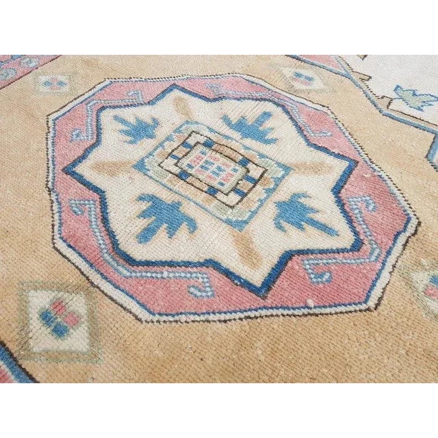 Beige 1960s Floral Design Wool Area Rug For Sale - Image 8 of 11
