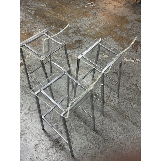 CB2 Cb2 Vapor Acrylic Barstools, Set of Three For Sale - Image 4 of 12