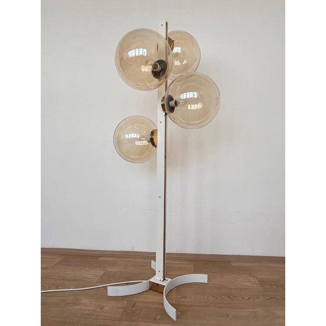 Mid-Century Floor Brass and Art Glass Lamp by Drukov, Czechoslovakia, 1960s For Sale - Image 15 of 16