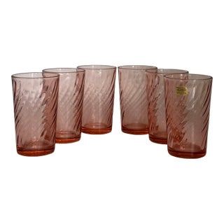 1980’s Made in France Blush Pink Juice Glasses - Set of 6 For Sale