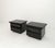 A pair of vintage Italian bedside tables from the 1970s, featuring a glossy black lacquer finish and curved drawer fronts....